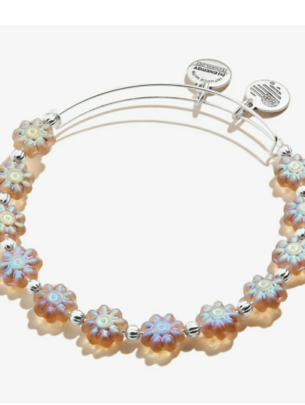 Alex And Ani Daisy Beaded Charm Bangle Bracelet, Iridescent Nwt